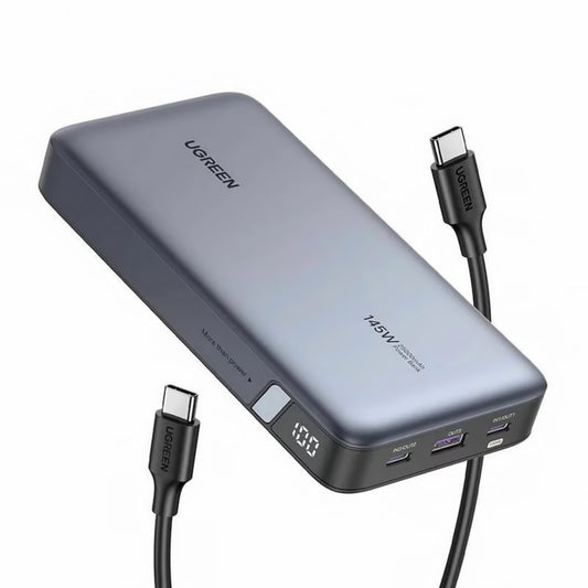 Zewnętrzna bateria UGREEN PB205, 25000mAh, 145W, QC + PD, 1 x USB-A - 2 x USB-C, Szara