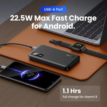 Zewnętrzna bateria UGREEN PB311, 10000mAh, 22.5W, QC + PD, 1 x USB-C - 2 x USB-A, Czarna