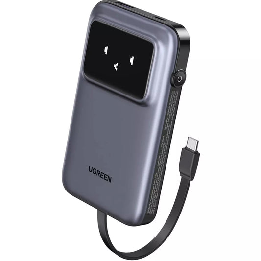 Zewnętrzna bateria UGREEN PB511 Uno, 10000mAh, 30W, QC + PD, 1 x USB-A - 2 x USB-C, Szara