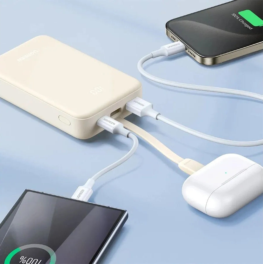 UGREEN PB521 External Battery, 20000mAh, 30W, QC + PD, 1 x USB-A - 2 x USB-C, White