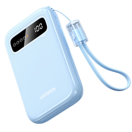 Zewnętrzna bateria UGREEN PB522, 10000mAh, 20W, QC + PD, 1 x USB-A - 1 x USB-C, Niebieska