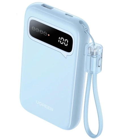 Zewnętrzna bateria UGREEN PB522, 10000mAh, 20W, QC + PD, 1 x USB-A - 1 x USB-C, Niebieska