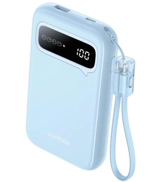 Zewnętrzna bateria UGREEN PB522, 10000mAh, 20W, QC + PD, 1 x USB-A - 1 x USB-C, Niebieska