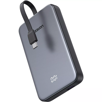 UGREEN PB526 External Battery (75161B), 10000mAh, 20W, QC + PD, 1 x USB-A - 2 x USB-C, Gray