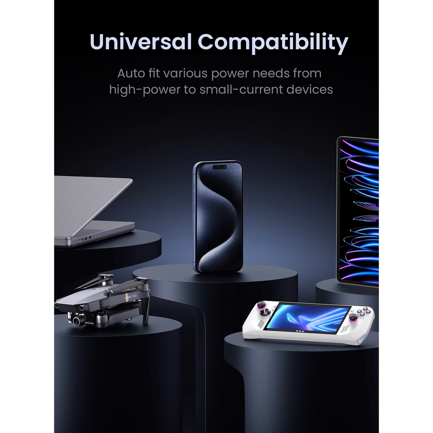 Powerbank UGREEN PB770, 48000mAh, 300W, QC + PD, 2 x USB-A - 3 x USB-C, Szary, Ponownie zapakowany