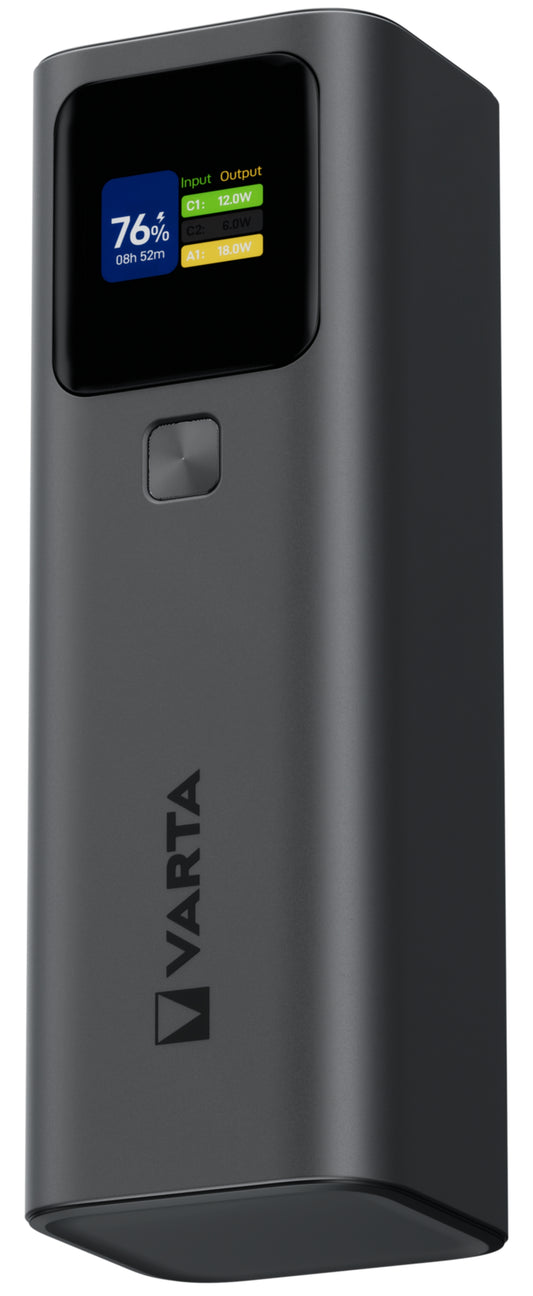 Zewnętrzna bateria Varta High Speed, 27000mAh, 140W, QC + PD, 1 x USB-A - 2 x USB-C, Czarna