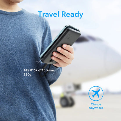 External Battery Veger L10S, 10000mAh, 20W, QC + PD, 1 x USB-C - 2 x USB-A, Black