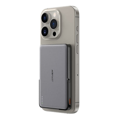 Zewnętrzna bateria bezprzewodowa Acefast M16, 5000mAh, 18W, PD + FQI, 1 x QI - 1 x USB-C, Czarna