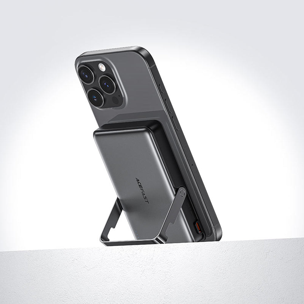 Zewnętrzna bateria bezprzewodowa Acefast M17, 10000mAh, 22.5W, PD + FQI, 1 x QI - 1 x USB-C, Czarna