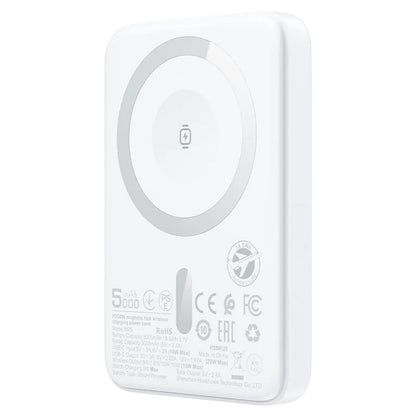 Zewnętrzna bateria bezprzewodowa Acefast M25, 5000mAh, 20W, PD + FQI, 1 x QI - 1 x USB-C, Biała