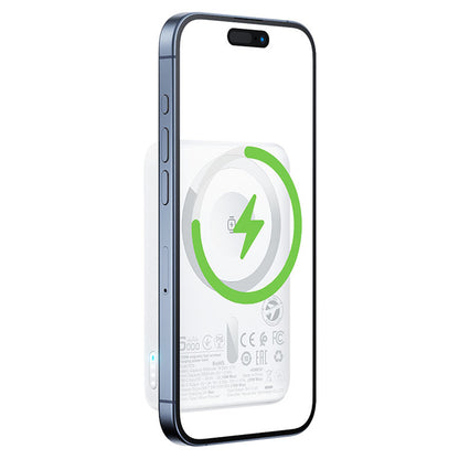 Zewnętrzna bateria bezprzewodowa Acefast M25, 5000mAh, 20W, PD + FQI, 1 x QI - 1 x USB-C, Biała