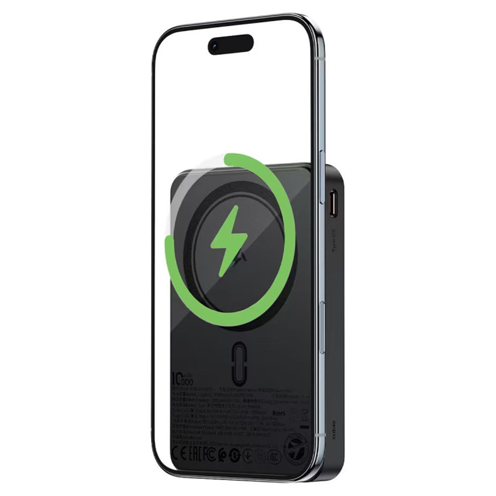 Zewnętrzna bateria bezprzewodowa Acefast M31, 10000mAh, 22.5W, QC + PD + FQI, 1 x QI - 1 x USB-A - 2 x USB-C, Czarna