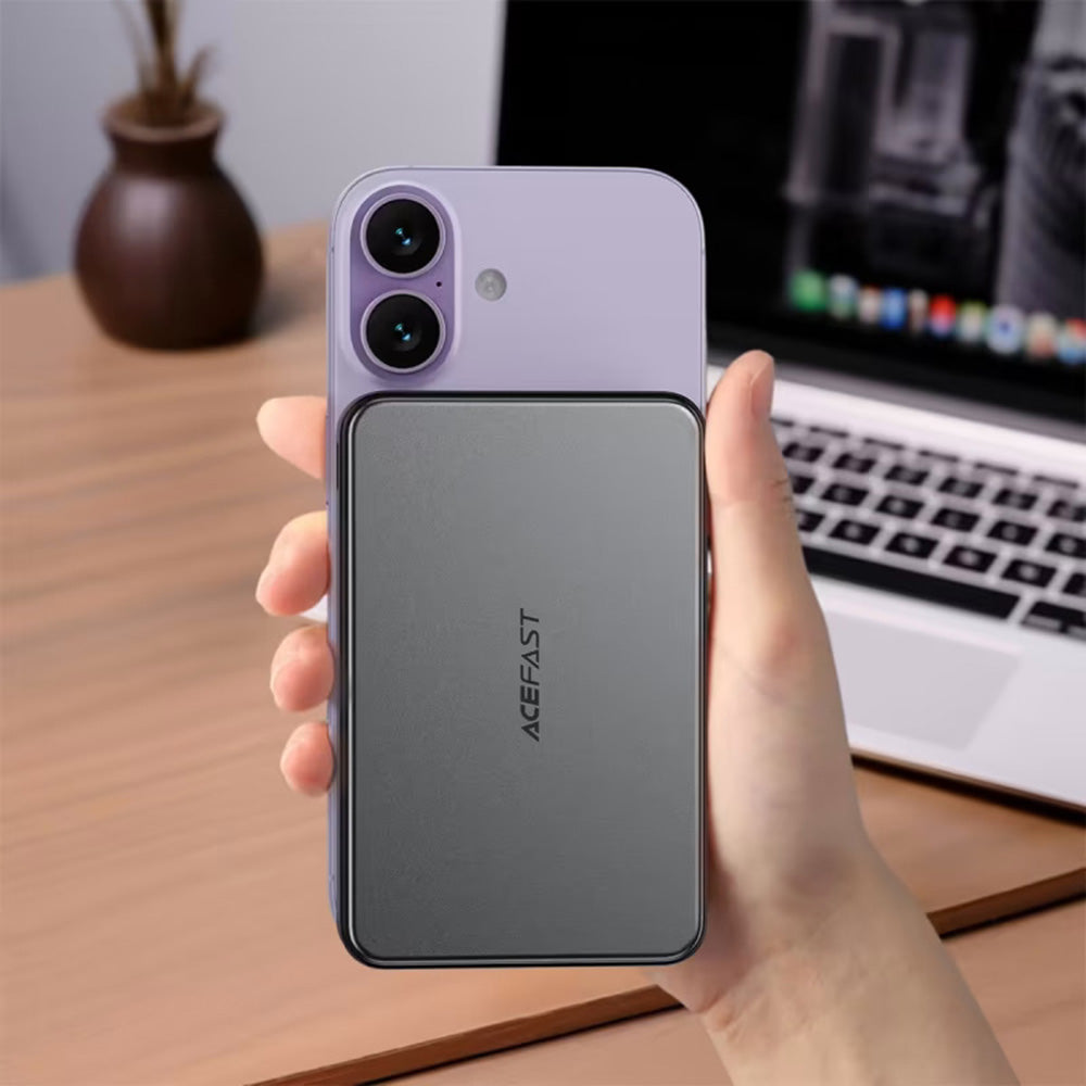 Zewnętrzna bateria bezprzewodowa Acefast M31, 10000mAh, 22.5W, QC + PD + FQI, 1 x QI - 1 x USB-A - 2 x USB-C, Czarna