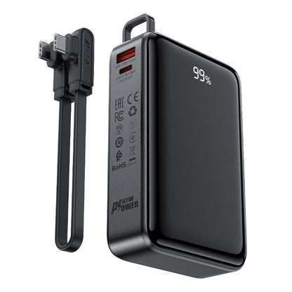 Zewnętrzna bateria Acefast M4, 20000mAh, 67W, PD, 1 x USB-A - 2 x USB-C, Czarna