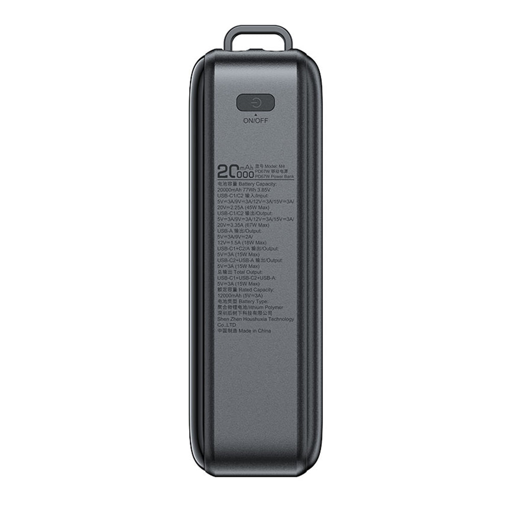 Zewnętrzna bateria Acefast M4, 20000mAh, 67W, PD, 1 x USB-A - 2 x USB-C, Czarna