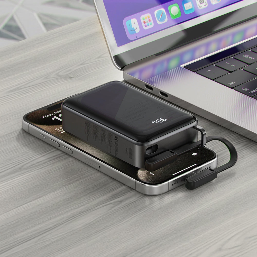 Zewnętrzna bateria Acefast M4, 20000mAh, 67W, PD, 1 x USB-A - 2 x USB-C, Czarna
