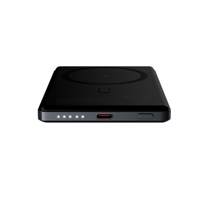 Zewnętrzna bateria bezprzewodowa Allity. APB-300, 5000mAh, 20W, PD + QC, 1 x QI - 1 x USB-C, Szary