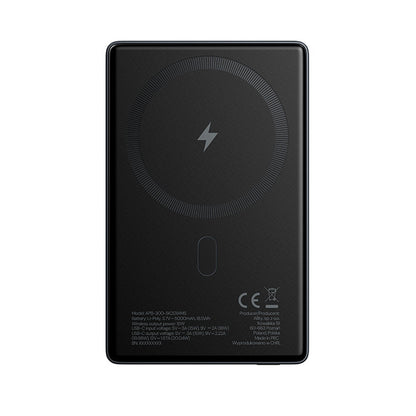 Zewnętrzna bateria bezprzewodowa Allity. APB-300, 5000mAh, 20W, PD + QC, 1 x QI - 1 x USB-C, Szary