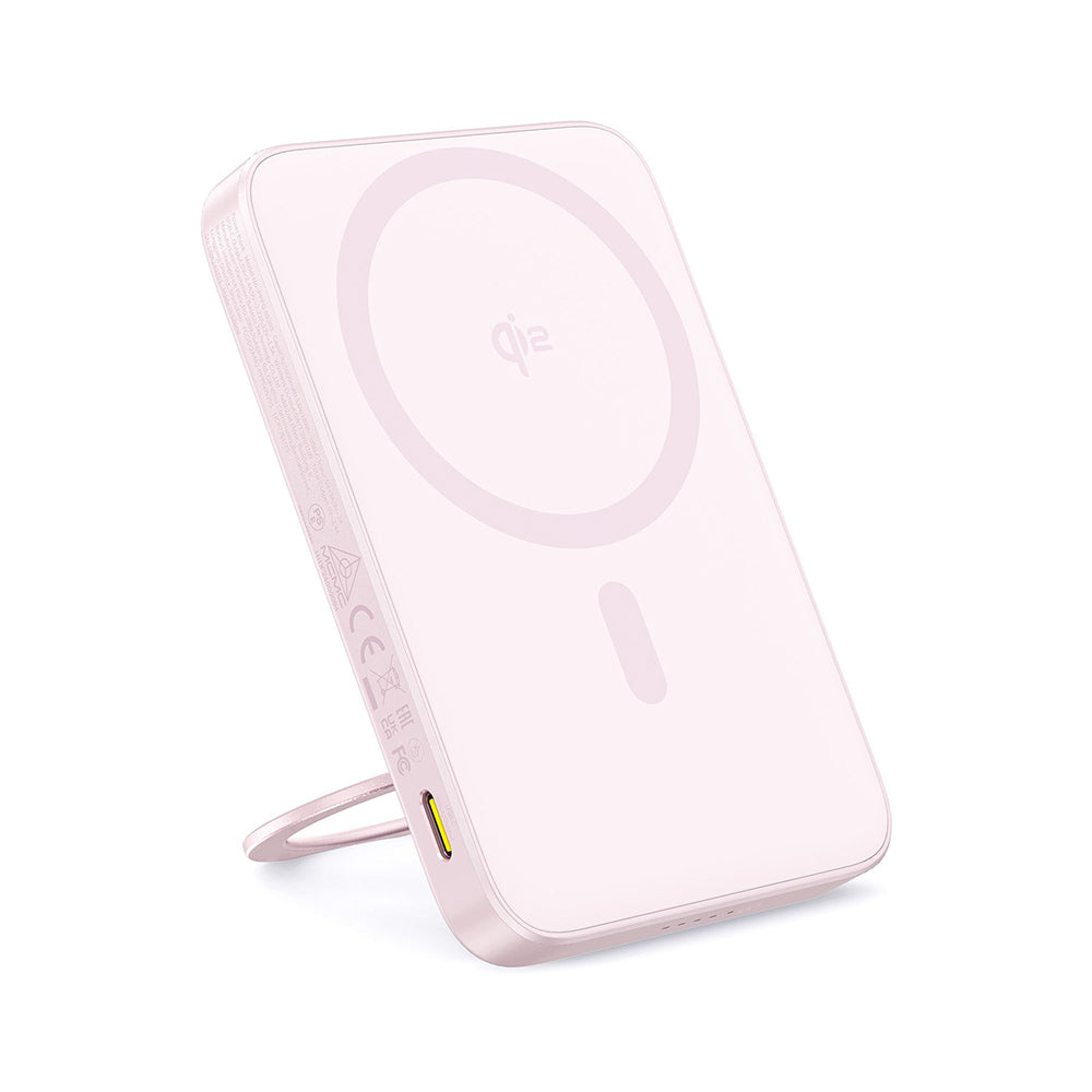 Zewnętrzna bateria bezprzewodowa Baseus PicoGo, 5000mAh, 20W, PD + FQI, 1 x QI - 1 x USB-C, Różowa P10076800413-00