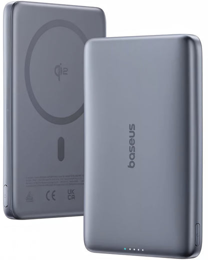 Zewnętrzna bateria bezprzewodowa Baseus PicoGo AM41, 10000mAh, 27W, PD + FQI, 1 x QI - 1 x USB-C, Szara E0027200