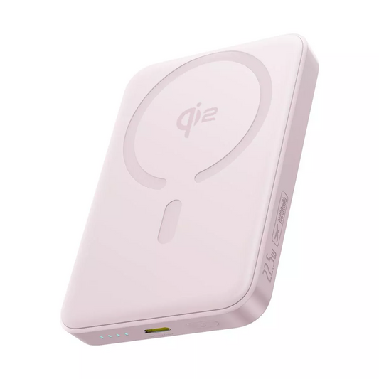 Zewnętrzna bateria bezprzewodowa Baseus Enerfill FM12, 10000mAh, 22.5W, PD + FQI, 1 x QI - 1 x USB-C, Różowy E0028502