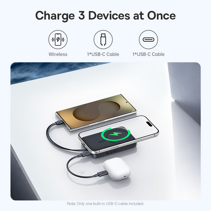 Bezprzewodowy powerbank Baseus EnerFill FM11, 10000 mAh, 30 W, PD + FQI, 1 × QI – 2 × USB-C, czarny E0028904