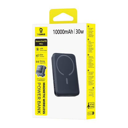 Baseus EnerFill FM11 Wireless External Battery, 10000mAh, 30W, PD + FQI, 1 x QI - 1 x USB-C, Black