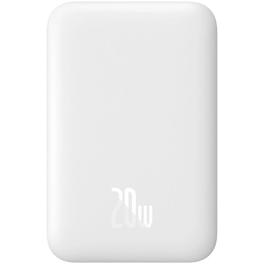 Baseus Magnetic Mini Wireless External Battery, 6000 mAh, 20 W, PD + FQI, 1 x QI - 1 x USB-C, biały