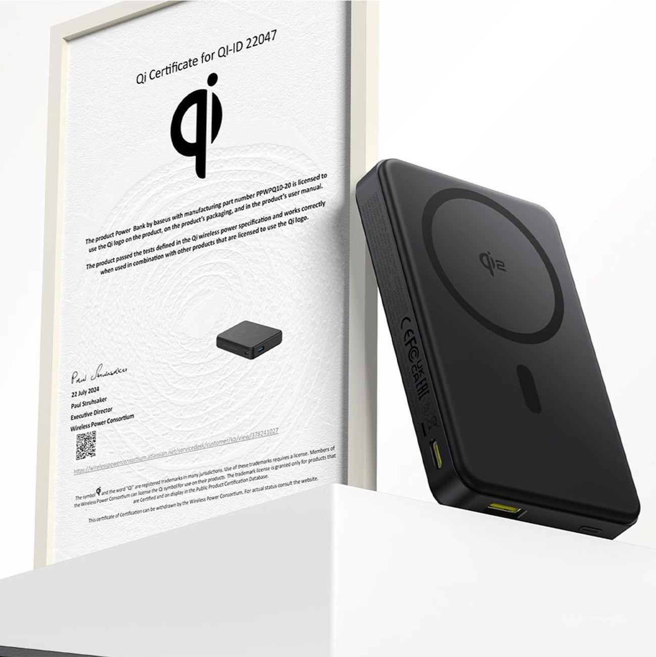 Zewnętrzna bateria bezprzewodowa Baseus Airpow2 Qi2, 10000mAh, 22.5W, QC + PD + FQI, 1 x QI - 1 x USB-A - 1 x USB-C, Czarna P10080000123-00