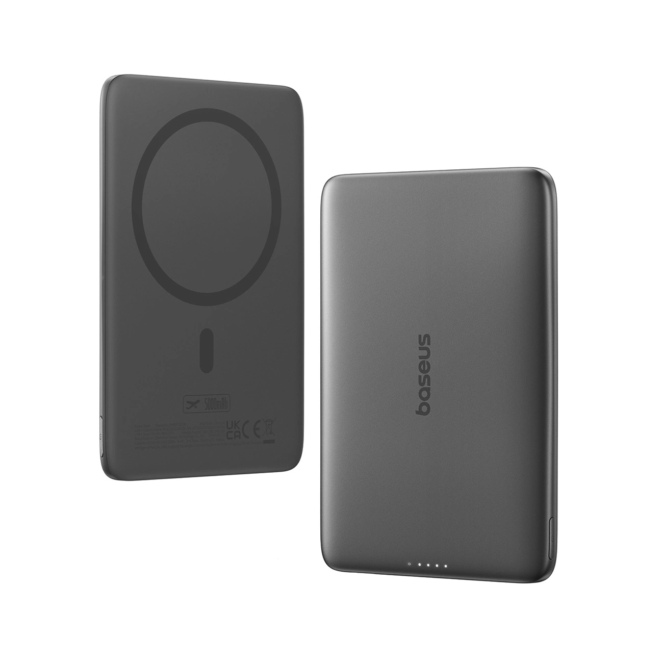 Zewnętrzna bateria bezprzewodowa Baseus PicoGo AM41, 5000mAh, 20W, PD + FQI, 1 x QI - 1 x USB-C, Czarna