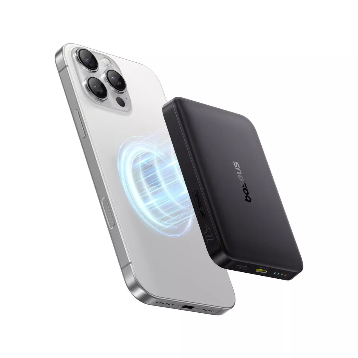 Zewnętrzna bateria bezprzewodowa Baseus Enerfill FM12, 10000mAh, 22.5W, PD + FQI, 1 x QI - 1 x USB-C, Czarna E0028500