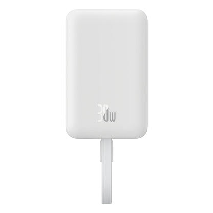 Zewnętrzna bateria bezprzewodowa Baseus Magnetic Mini, 10000mAh, 30W, PD + FQI, 1 x QI - 2 x USB-C, Biała P1002210B223-00