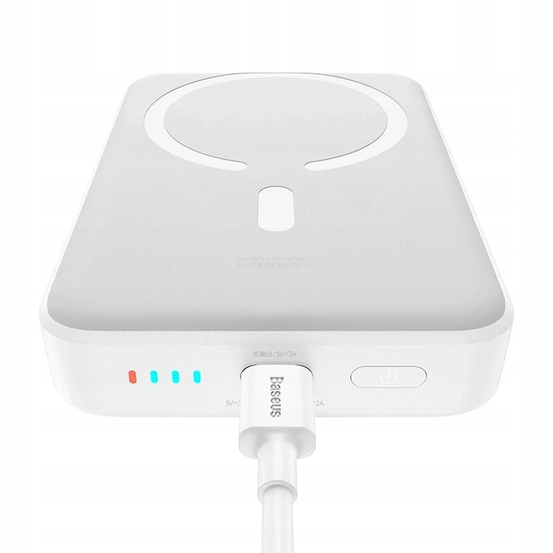 Zewnętrzna bateria bezprzewodowa Baseus Magnetic Mini, 10000mAh, 30W, PD + FQI, 1 x QI - 1 x USB-C, Biała PPCX110202