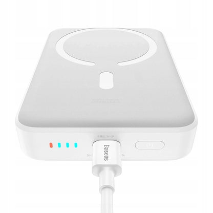 Zewnętrzna bateria bezprzewodowa Baseus Magnetic Mini, 10000mAh, 30W, PD + FQI, 1 x QI - 1 x USB-C, Biała PPCX110202