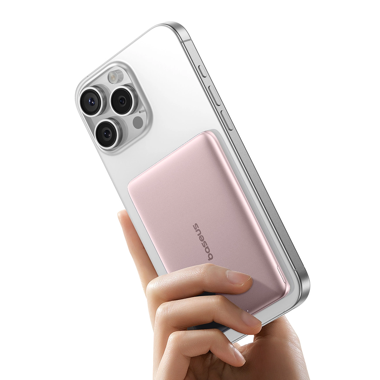 Zewnętrzna bateria bezprzewodowa Baseus PicoGo AM41, 5000mAh, 20W, PD + FQI, 1 x QI - 1 x USB-C, Różowa