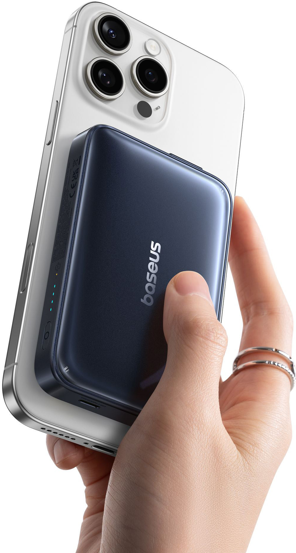 Baseus PicoGo AM61 Wireless External Battery, 10000mAh, 45W, PD + FQI, 1 x QI - 2 x USB-C, Black E0028V00