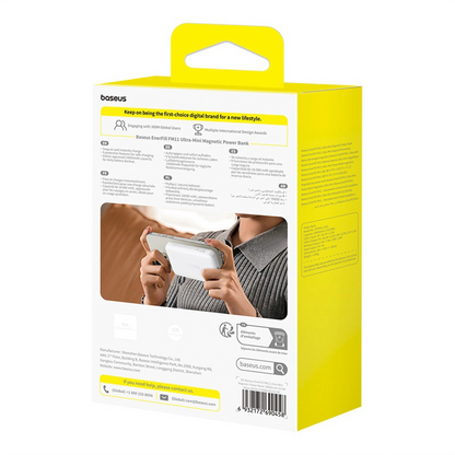 Zewnętrzna bateria bezprzewodowa Baseus EnerFill FM11 Ultra-Mini, 10000mAh, 22.5W, PD + FQI, 1 x QI - 1 x USB-C, Biała P1008210E213-00