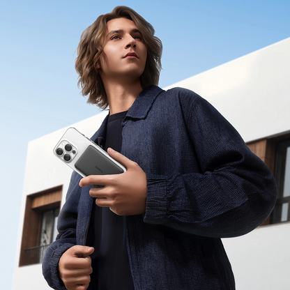 Zewnętrzna bateria bezprzewodowa Baseus PicoGo AM41, 5000mAh, 20W, PD + FQI, 1 x QI - 1 x USB-C, Czarna