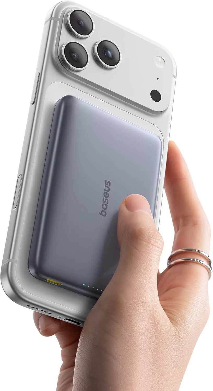 Zewnętrzna bateria bezprzewodowa Baseus PicoGo AM41, 10000mAh, 27W, PD + FQI, 1 x QI - 1 x USB-C, Szara E0027200