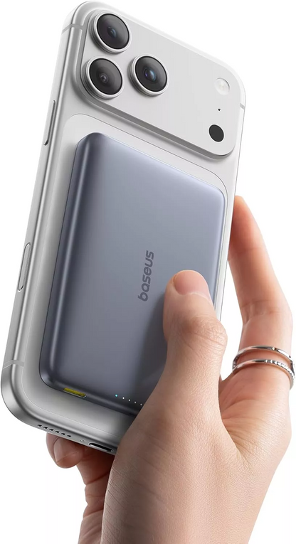 Zewnętrzna bateria bezprzewodowa Baseus PicoGo AM41, 10000mAh, 27W, PD + FQI, 1 x QI - 1 x USB-C, Szara E0027200