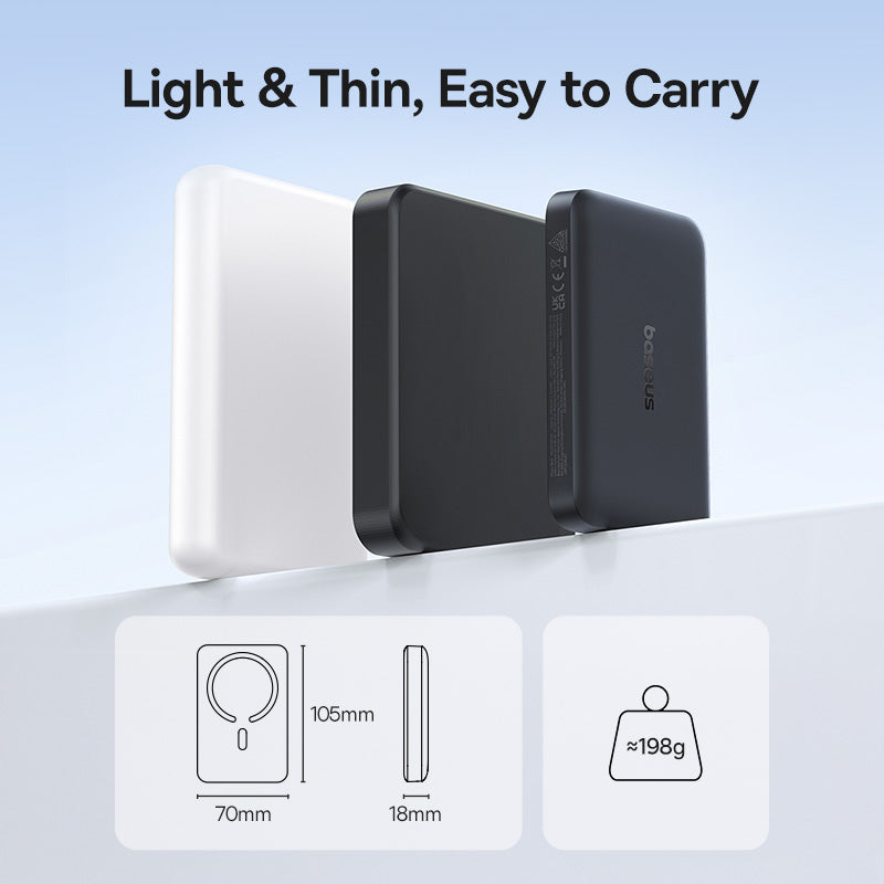 Baseus EnerFill FM11 Wireless External Battery, 10000mAh, 30W, PD + FQI, 1 x QI - 1 x USB-C, Black