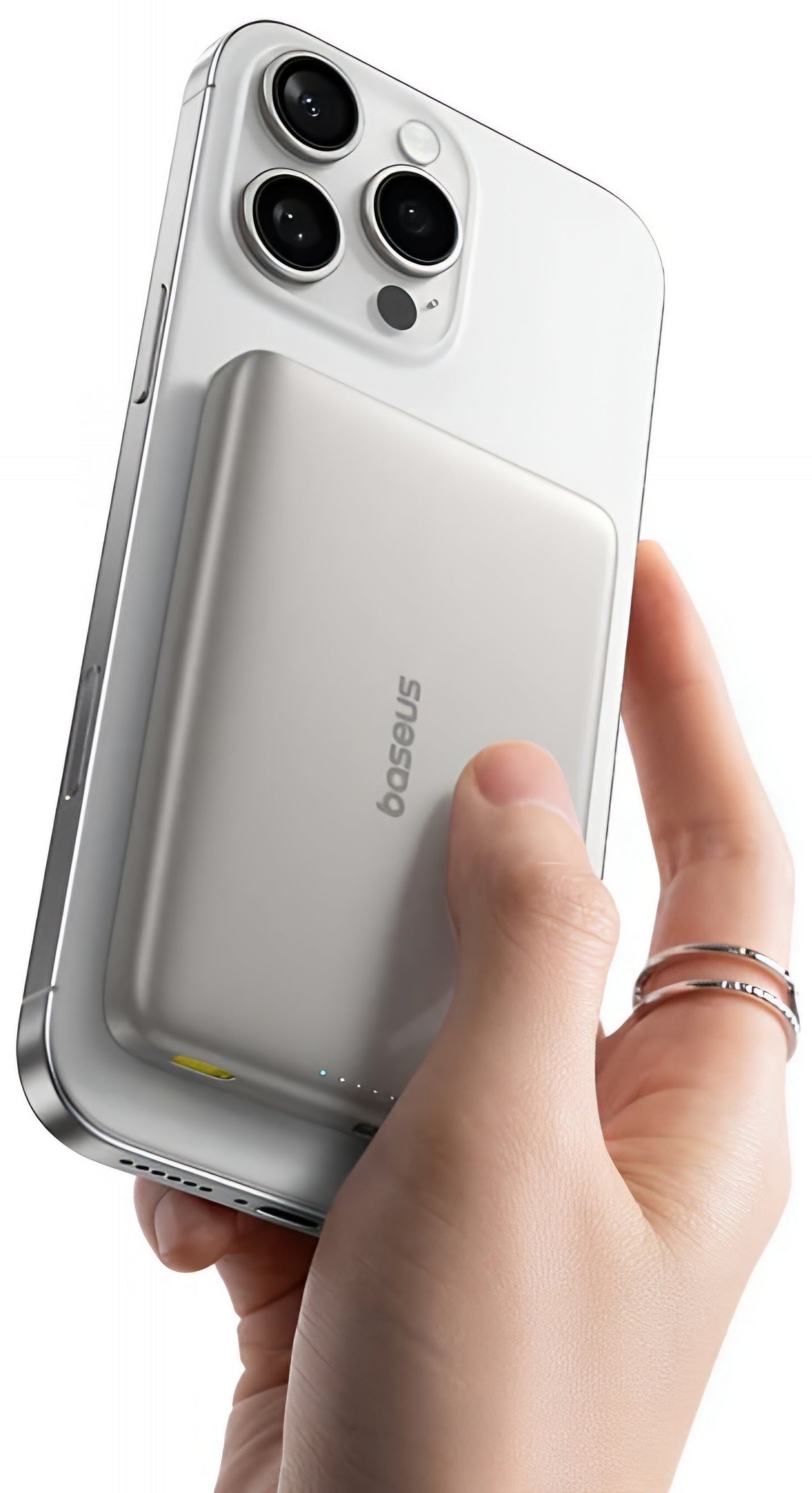 Zewnętrzna bateria bezprzewodowa Baseus PicoGo AM41, 10000mAh, 27W, PD + FQI, 1 x QI - 1 x USB-C, Beżowy E0027203