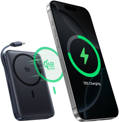 Baseus PicoGo AM61 Wireless External Battery, 10000mAh, 45W, PD + FQI, 1 x QI - 2 x USB-C, Black E0028V00