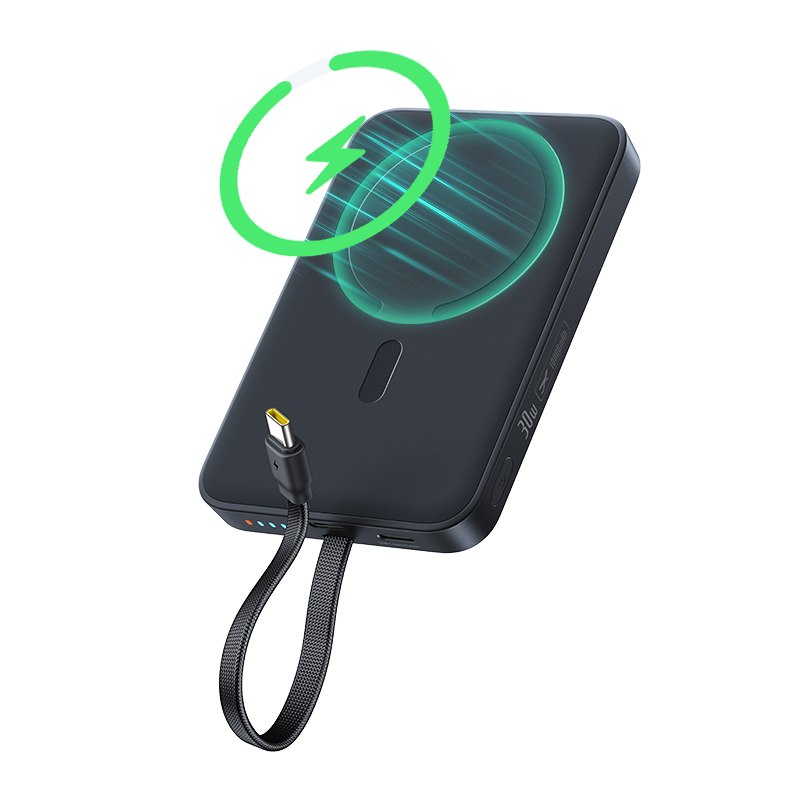 Bezprzewodowy powerbank Baseus EnerFill FM11, 10000 mAh, 30 W, PD + FQI, 1 × QI – 2 × USB-C, czarny E0028904