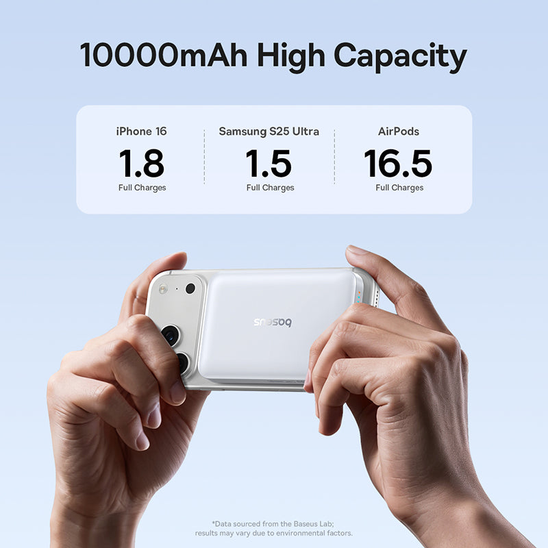 Bezprzewodowy powerbank Baseus EnerFill FM11, 10000mAh, 30W, PD + FQI, 1 x QI - 1 x USB-C, biały