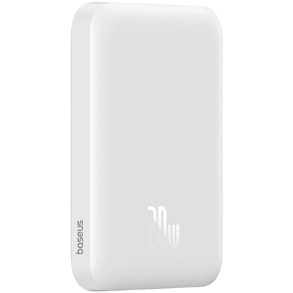 Baseus Magnetic Mini Wireless External Battery, 6000 mAh, 20 W, PD + FQI, 1 x QI - 1 x USB-C, biały 