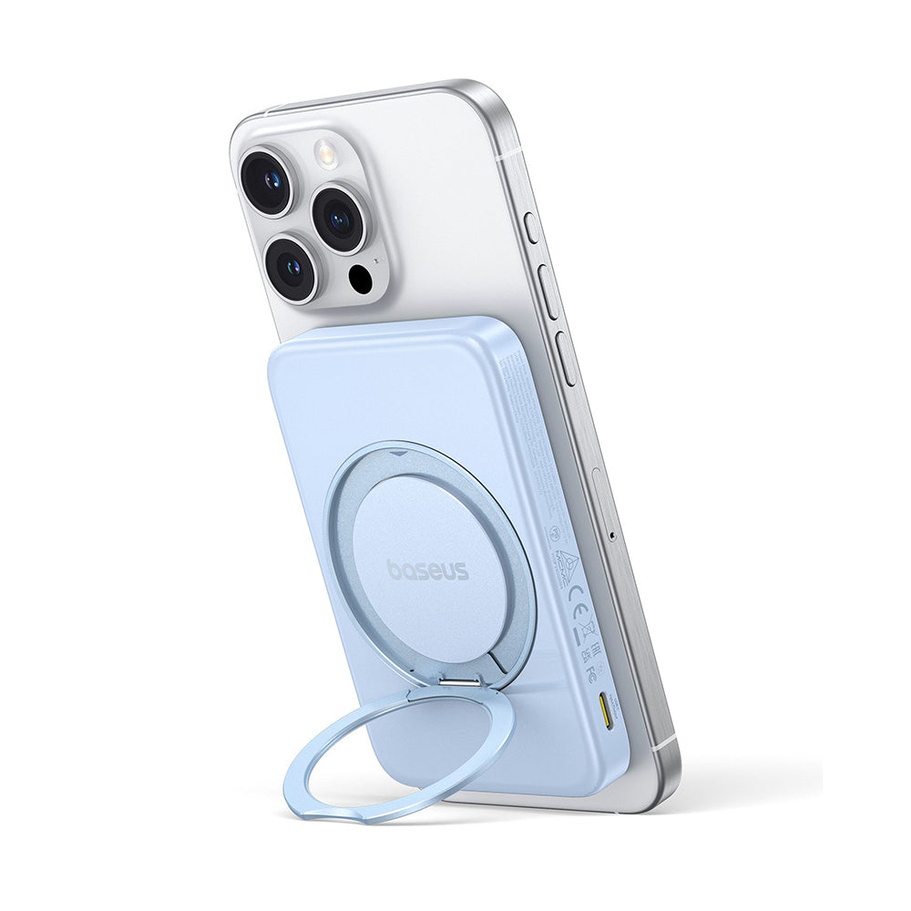 Zewnętrzna bateria bezprzewodowa Baseus PicoGo, 5000mAh, 20W, PD + FQI, 1 x QI - 1 x USB-C, Niebieska P10076800313-00