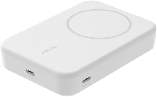 Bezprzewodowy powerbank Belkin BoostCharge Pro z podstawką, 10000mAh, 15W, FQI, 1 x QI - 1 x USB-C, biały BPD008btWH