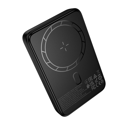 Zewnętrzna bateria bezprzewodowa Borofone BJ82A Dawn, 10000mAh, 22.5W, QC + PD + FQI, 1 x QI - 1 x USB-A - 1 x USB-C, Czarna