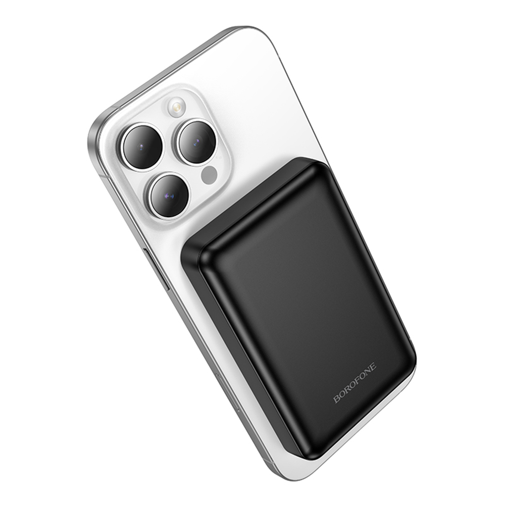 Zewnętrzna bateria bezprzewodowa Borofone BJ82 Dawn, 5000mAh, 10W, 1 x QI - 1 x USB-A, Czarna